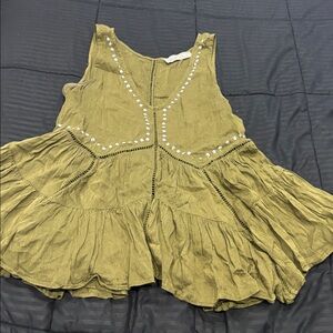 Abercrombie & Fitch Olive Green Embellished Ruffle Tank Top